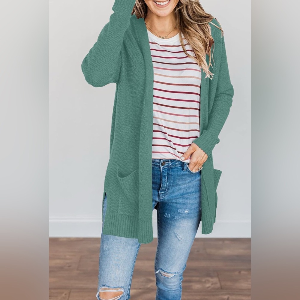 Women's Green Cardigan Sweater